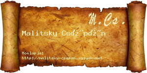 Malitsky Csépán névjegykártya